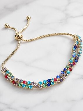 Gold-Tone Multicolor Adjustable Bracelet
